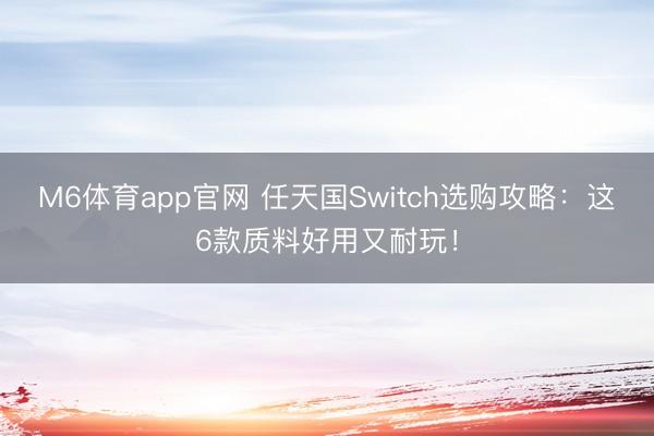 M6体育app官网 任天国Switch选购攻略：这6款质料好用又耐玩！