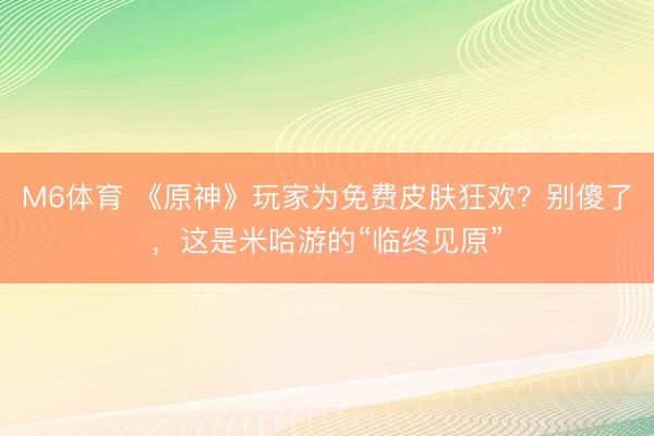 M6体育 《原神》玩家为免费皮肤狂欢?别傻了,这是米哈游的“临终见原”